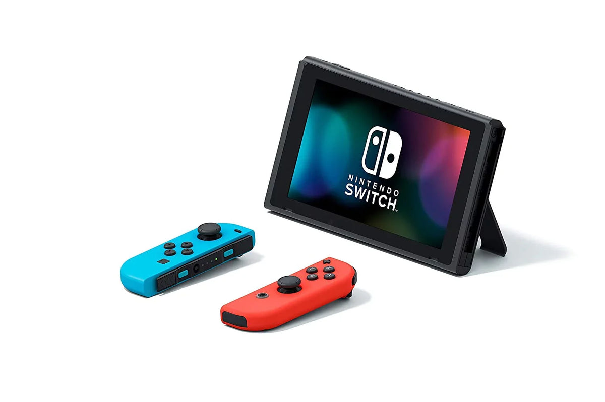 3 and Bros. Red Membership Joy-Con| Online Switch Deluxe Mario Switch U Nintendo Months 8 Bundle: Mario Nintendo and Kart Nintendo 32GB Switch Blue Deluxe with Console Neon /Super