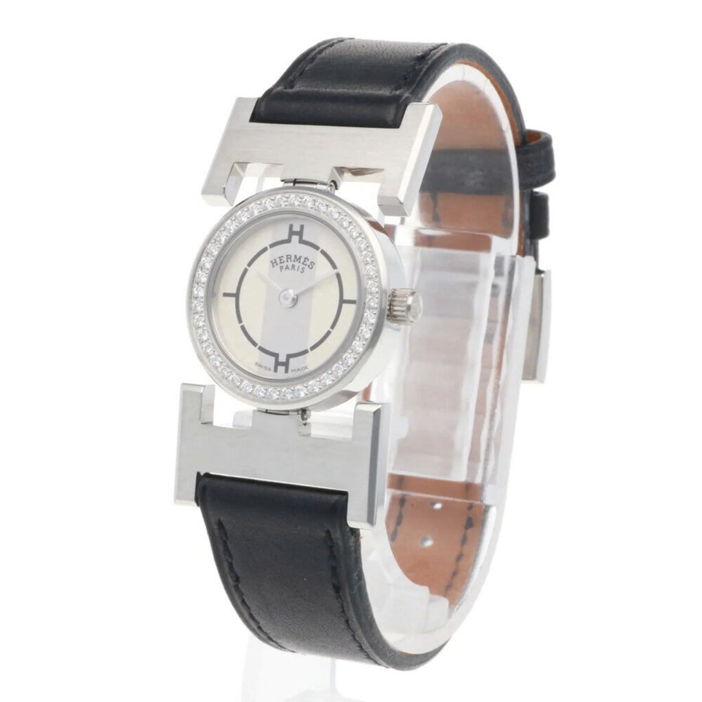 Watch Quartz Pre-Owned Stainless HERMES Steel (Good) PA1.230 Diamond Hermes Paprika Ladies Bezel