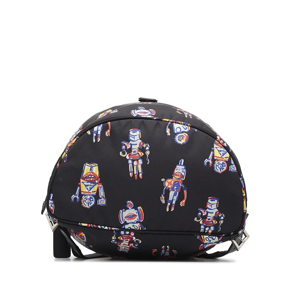 Authenticated Robot Fabric (New Black Prada with Tessuto Pre-Owned Unisex Defects) Nylon Backpack