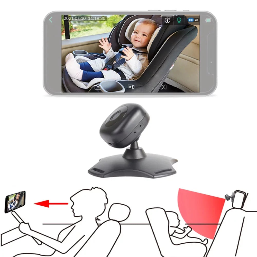 Facing Powered WiFi Camera Car Mirror Baby for Baby Monitor Monitor Camera Rear Night Car Rotation USB 360° Baby Seat Wireless Vision