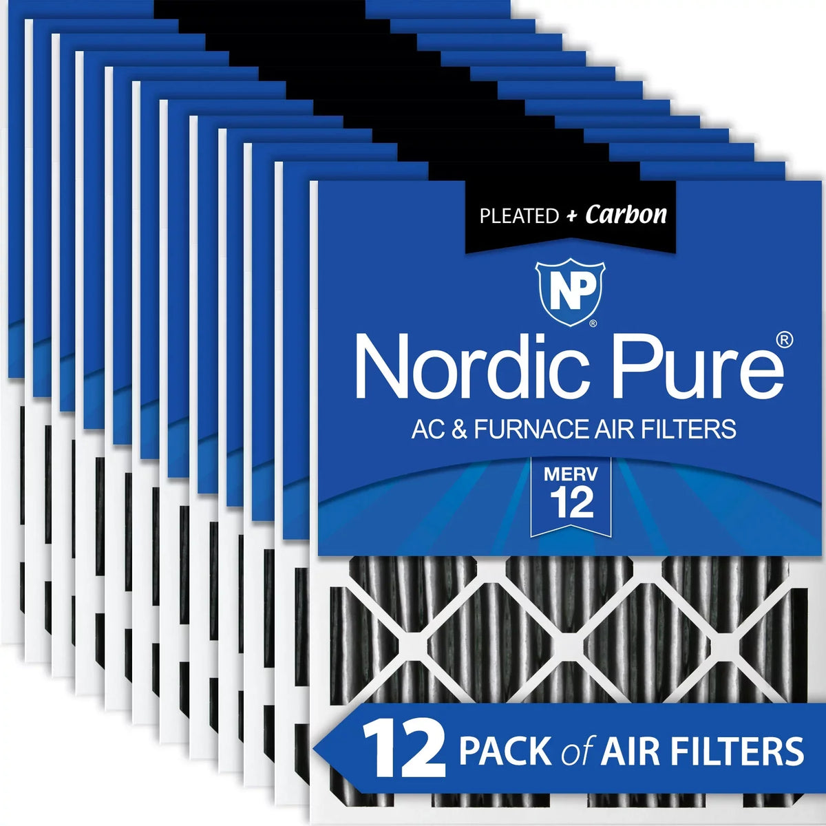 Pleated Carbon 12 Pleated Nordic 12 Pack MERV Filters Pure 20x20x2 Air Plus