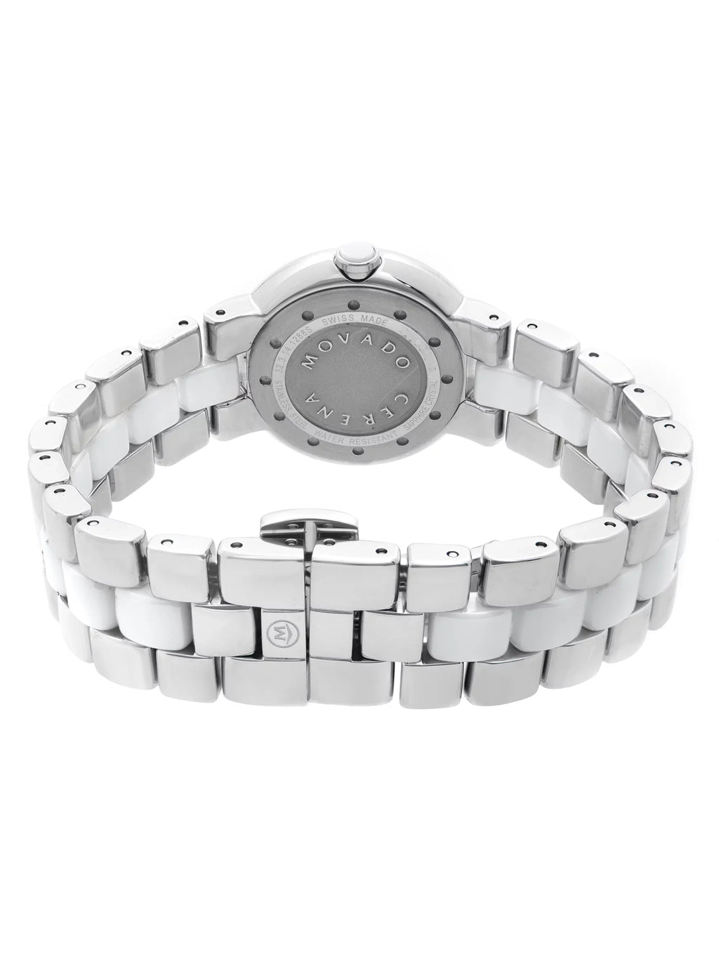 Movado Steel Ladies Diamond Ceramic White Cerena Quartz Bezel 0606931 Watch 28mm Pre-Owned