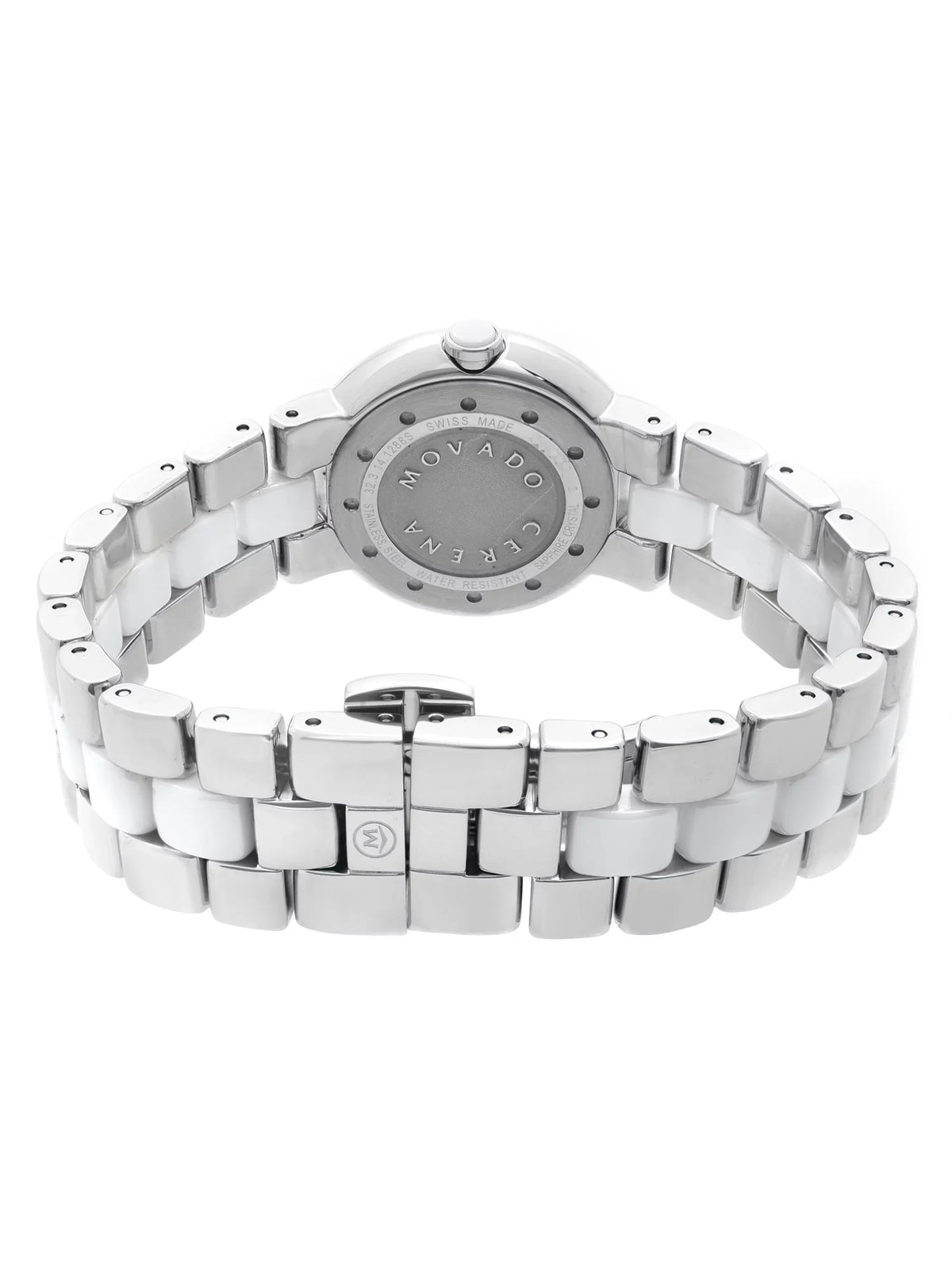 Movado Steel Ladies Diamond Ceramic White Cerena Quartz Bezel 0606931 Watch 28mm Pre-Owned