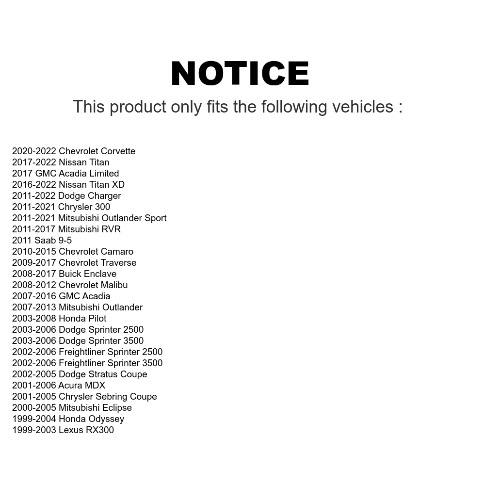 Kit Front Blades Charger Outlander Acura Honda MDX Nissan Malibu Sebring For Camaro Sport Chrysler Mitsubishi Stratus 300 XD Pilot Chevrolet Titan Traverse Lexus RX300 K90-100157 Wiper Dodge Odyssey