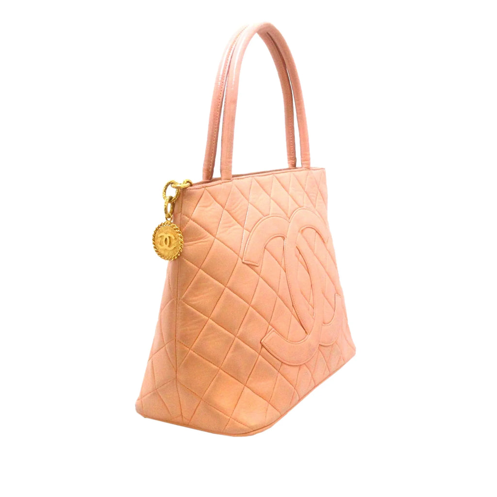 Authenticated (Good) Lambskin Orange Pre-Owned Tote Bag Women Leather Chanel Medallion Tote