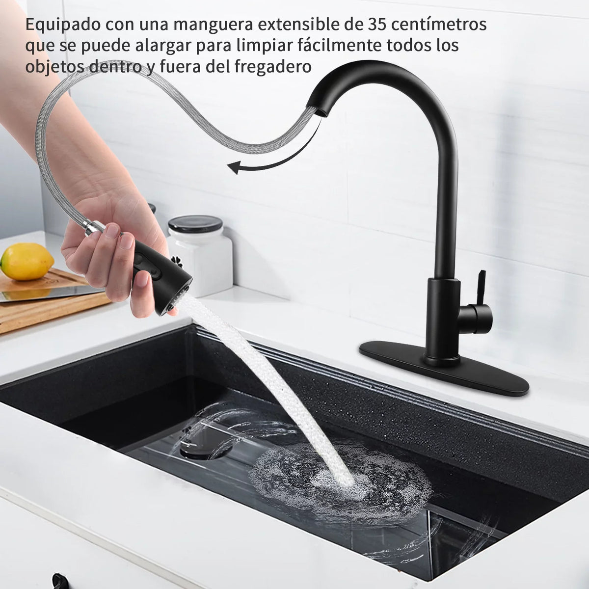 Deck Kitchen Kitchen RV, Commercial Modern Plate, Kitchen, Bar, with Silver High Kitchen with Arc Pull Single Sprayer, Faucets Stainless Down Steel Faucet Faucet for Handle Sink