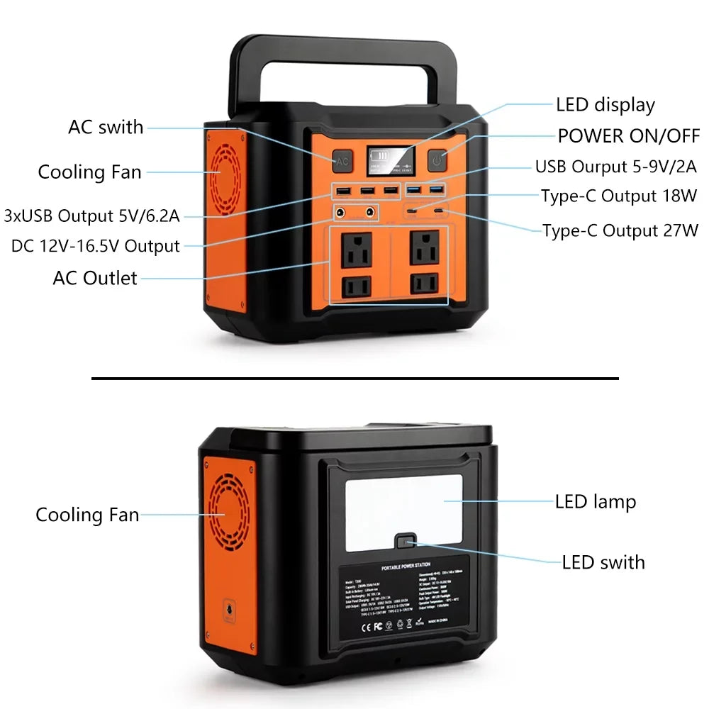 296WH Lithium Portable Battery Station Generator Solar 300W Power 80AH
