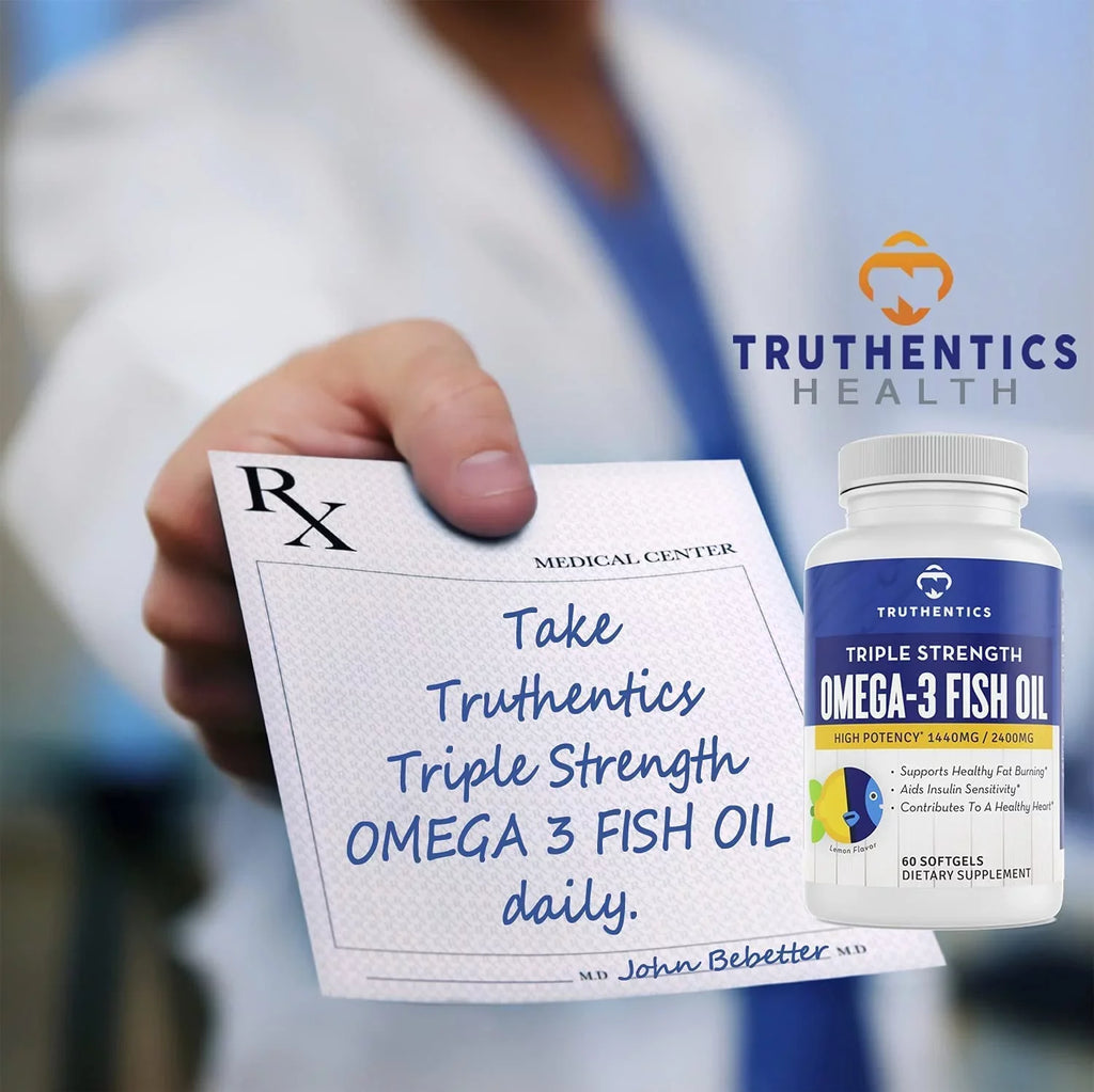'- 100% Sea-Harvested mg Omega 2400 DHA 120 Omega Softgels Lemon Strength (2 - Fish Fish Acids Oil Pack) Flavor Truthentics - - Fatty EPA Burpless High 3 Oil 3 Pure Triple