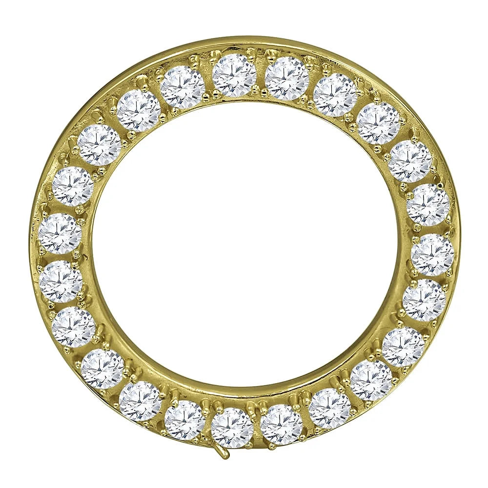 Insert Watch 14K Gold Custom Case Stainless Rolex Bezel Yellow Diamonds Steel Solid 32mm Simulated Finish Cover