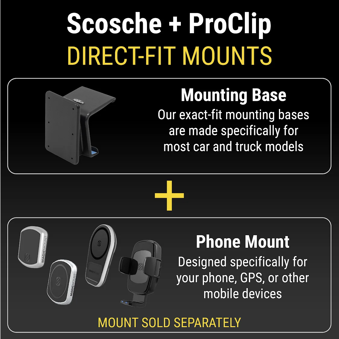Center ProClip Only Scosche Toyota Trucks Compatible with Base (Mounting 4Runner 2010-2023 PC854490 Dash Mount