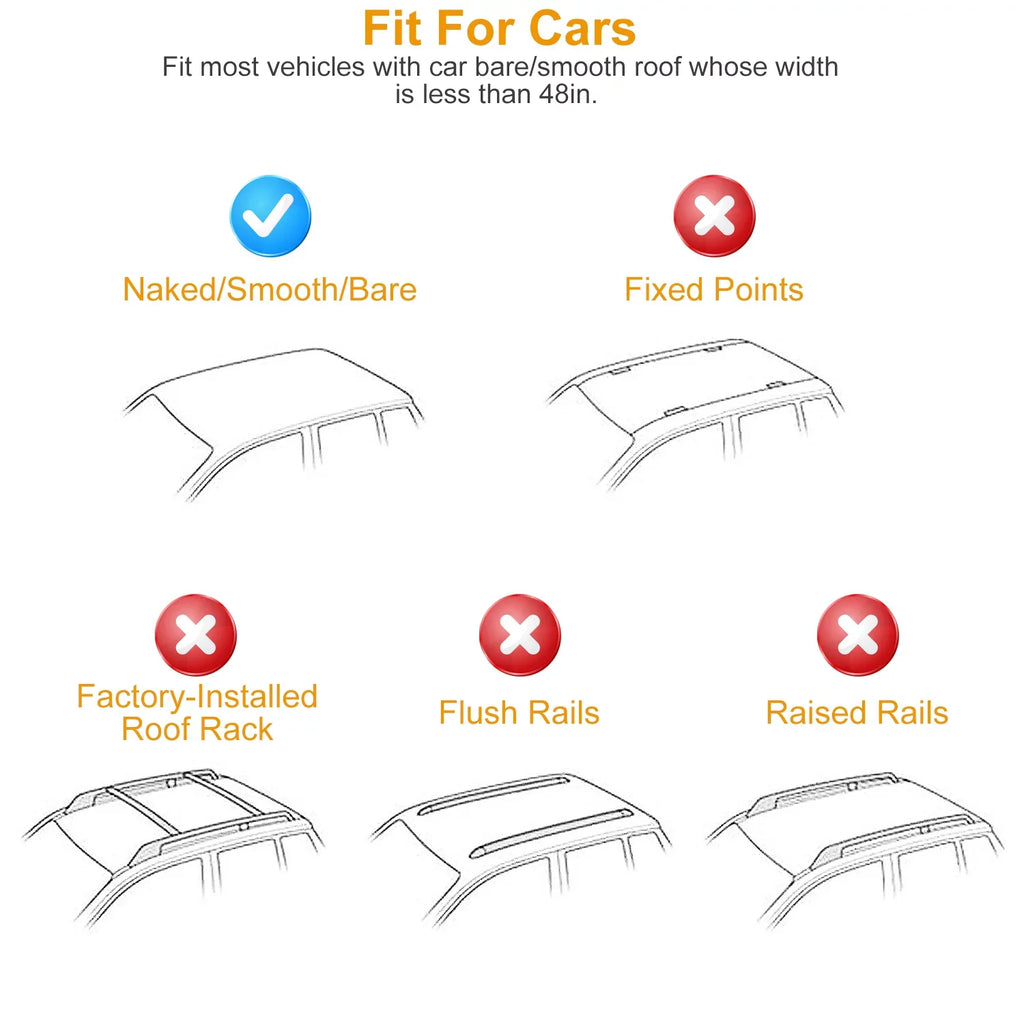 Without 47.24in Rack Roof Fit Car Rail Rack Roof Vehicle Crossbars Aluminum 165LBS Side Most with Capacity Cargo Car for iMounTEK Roof Carrier Wagon
