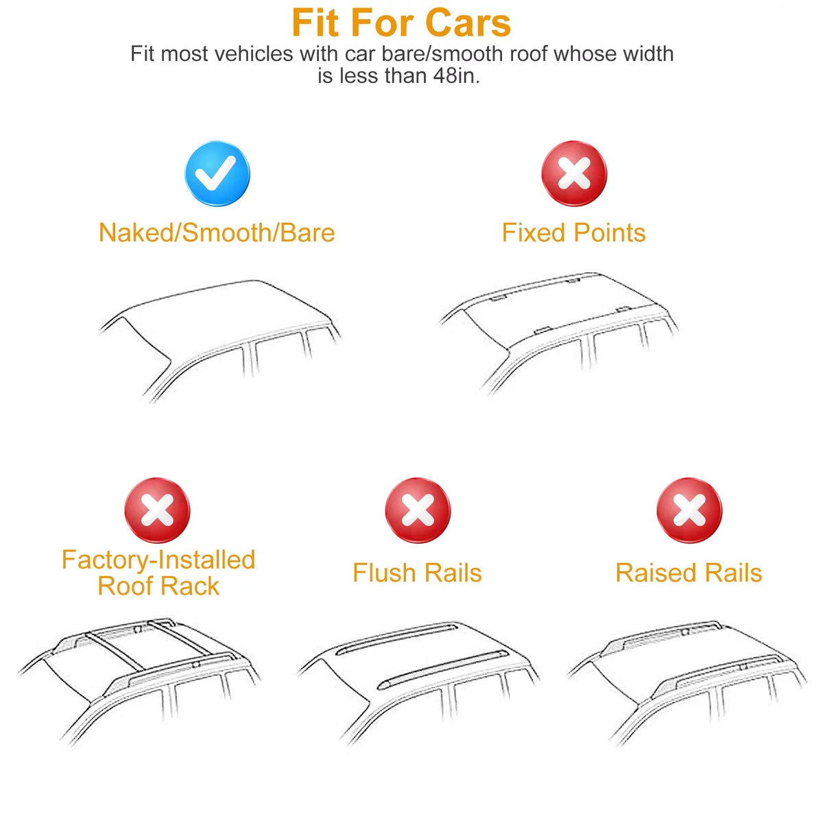 Without 47.24in Rack Roof Fit Car Rail Rack Roof Vehicle Crossbars Aluminum 165LBS Side Most with Capacity Cargo Car for iMounTEK Roof Carrier Wagon