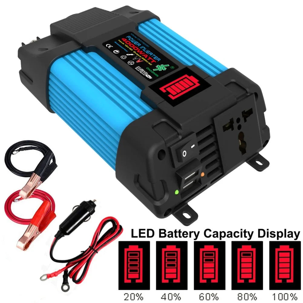 To 4000W Inverter Pure Car LCD Display Wave USB AC 2 DC 12V Sine 110/220V Power