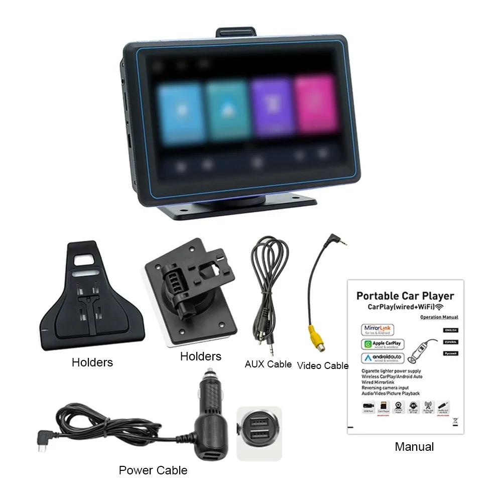 Car Compatible Compatible Stereo BT Compatible USB Android USB 720P Car Portable Portable 12 7'' Player MP5 Camera Audio Pinnaco Auto Dual Nebublu 720P Car 5.0 Dual Car 5.0 Stereo,Receiver Car