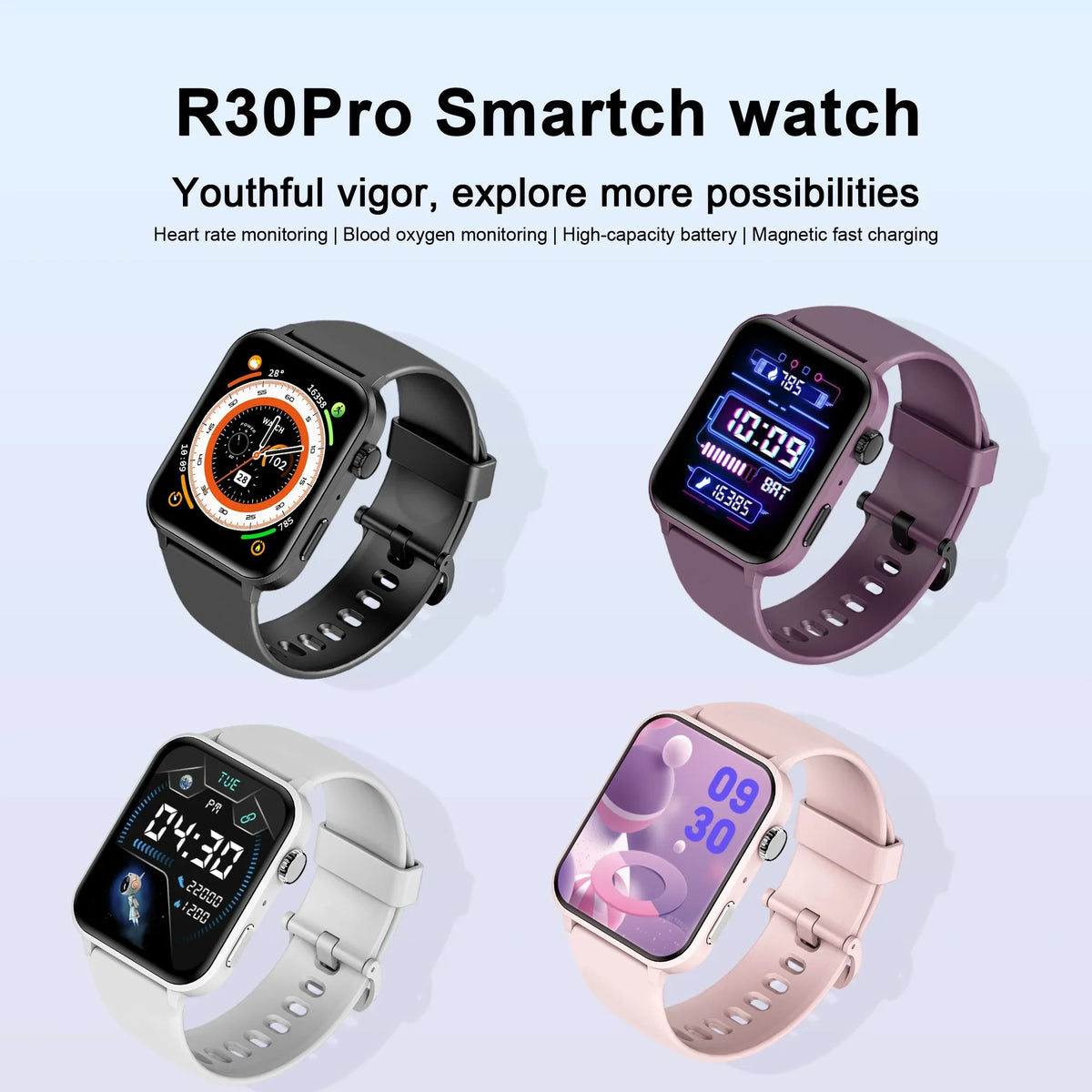iOS, 1.83" Sports Fitness Call/Voice with Black Watch for Android for and Assistant, Waterproof, Women Modes 100+ Watch Bluetooth Smart