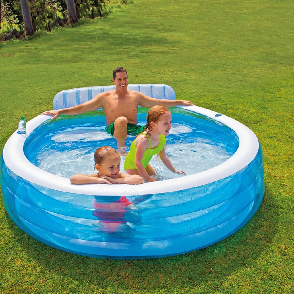 30" Air Intex & Built Bench 7.08'x 120V Pool Pump Family In w/ Lounge Electric