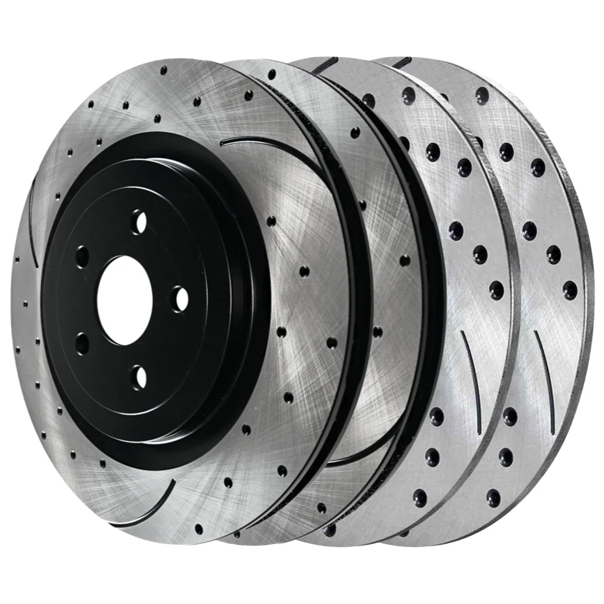 Front 2.4L 3.6L Set FWD Replacement Drilled Chrysler 4 2012 Black Dodge Rotors V6 Avenger 2008-2009 Slotted Rear 2014 2013 200 Brake for 2012-2014 and AutoShack of Caliber BRAKEPKG1085