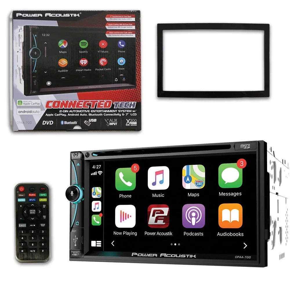 DCO Full Auto & Din with Back-up Night CPAA-70D Stereo Waterproof CD License Plate Acoustik 7" Vision 2 Bluetooth Android W/ Camera Power Carplay DVD Apple