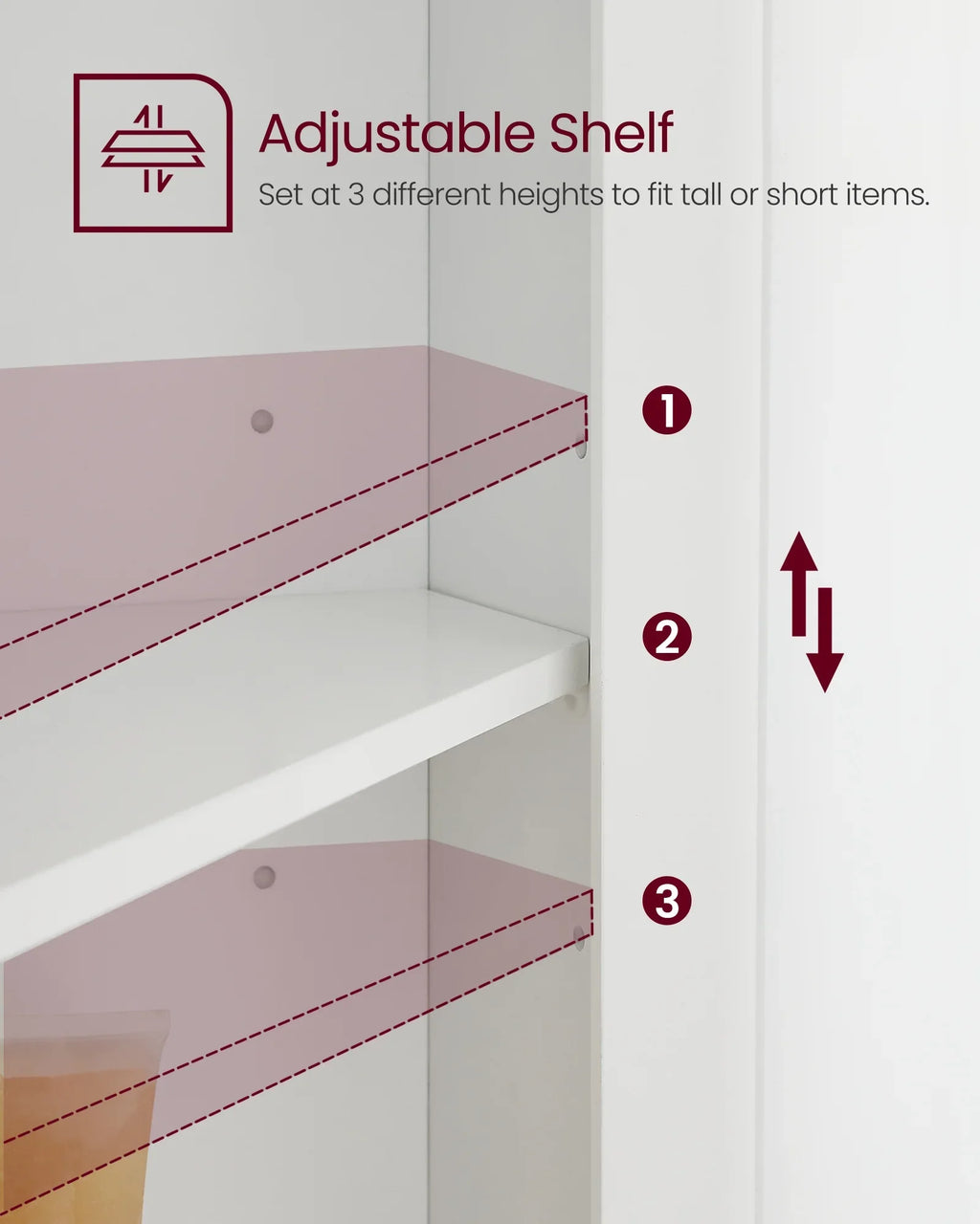 Corner Cabinet 4 with Bathroom Design, Cabinet Adjustable White Doors and 2 Modern VASAGLE Farmhouse Cabinet Tall Floor Shelves Storage
