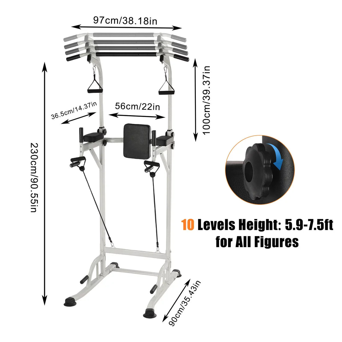 and Tower Home Gym Station Height Sit Ups Bar Power Adjustable Pull-Up Power
