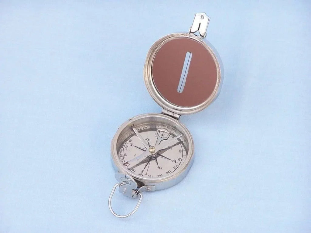 Circular Pocket Polished) (Nickel Black Wooden 4" Compass With Box