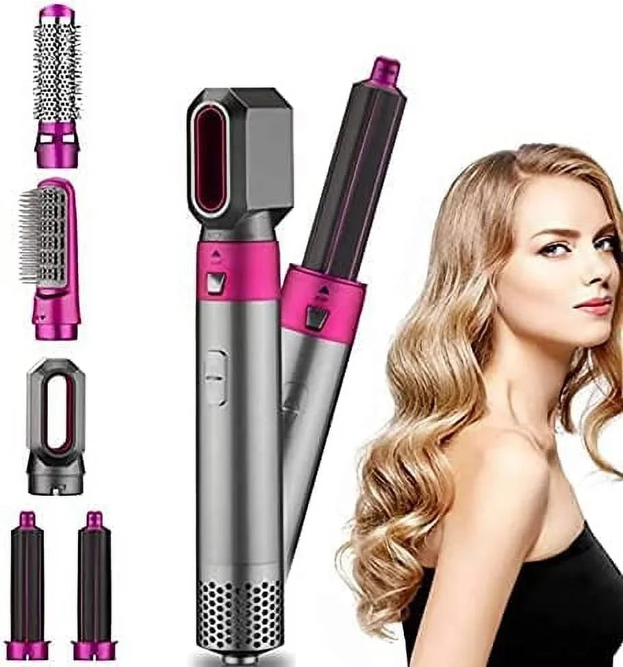 Color: PinkGold Dryer Hair with Heads 5-in-1 Automatic Dryer - Brush Brush Blow Straightening Electric Negative and Brush Styler Curling for - Hair Styling, Detachable Ionic