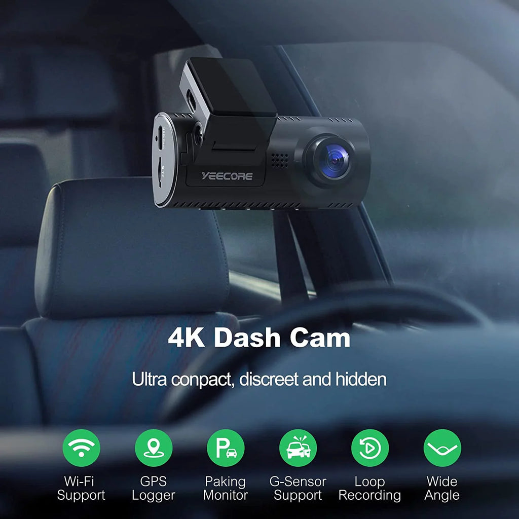 with Max Dash LCD, 4K Cam, for Yeecore 256GB WiFi Dash 3.16" Front Night G-Sensor, Parking UHD Magnetic Cars Cam Monitor, Mount, Car GPS, Dash Support Camera with Portable WDR, Vision, Camera 2160P,