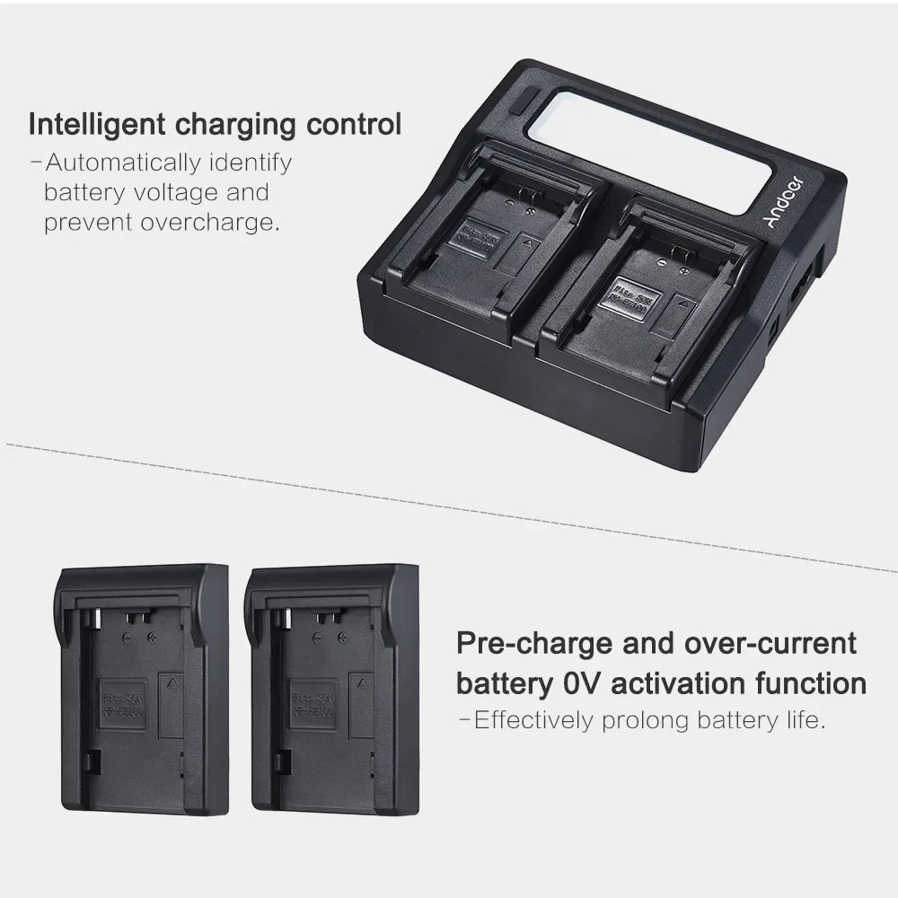 Sony Models Andoer A7RIII Battery Channel Camera A9 A7SIII A7III Dual for Replacement LCD NP-FZ100