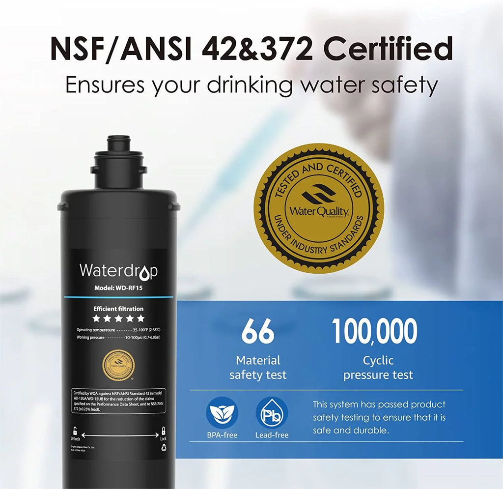Water Filtration Under Filter, Lifetime System, Water Counter 19K 3 Years Under Waterdrop Replacement Ultra Gallons, 17UA WD-RF17 Sink Long
