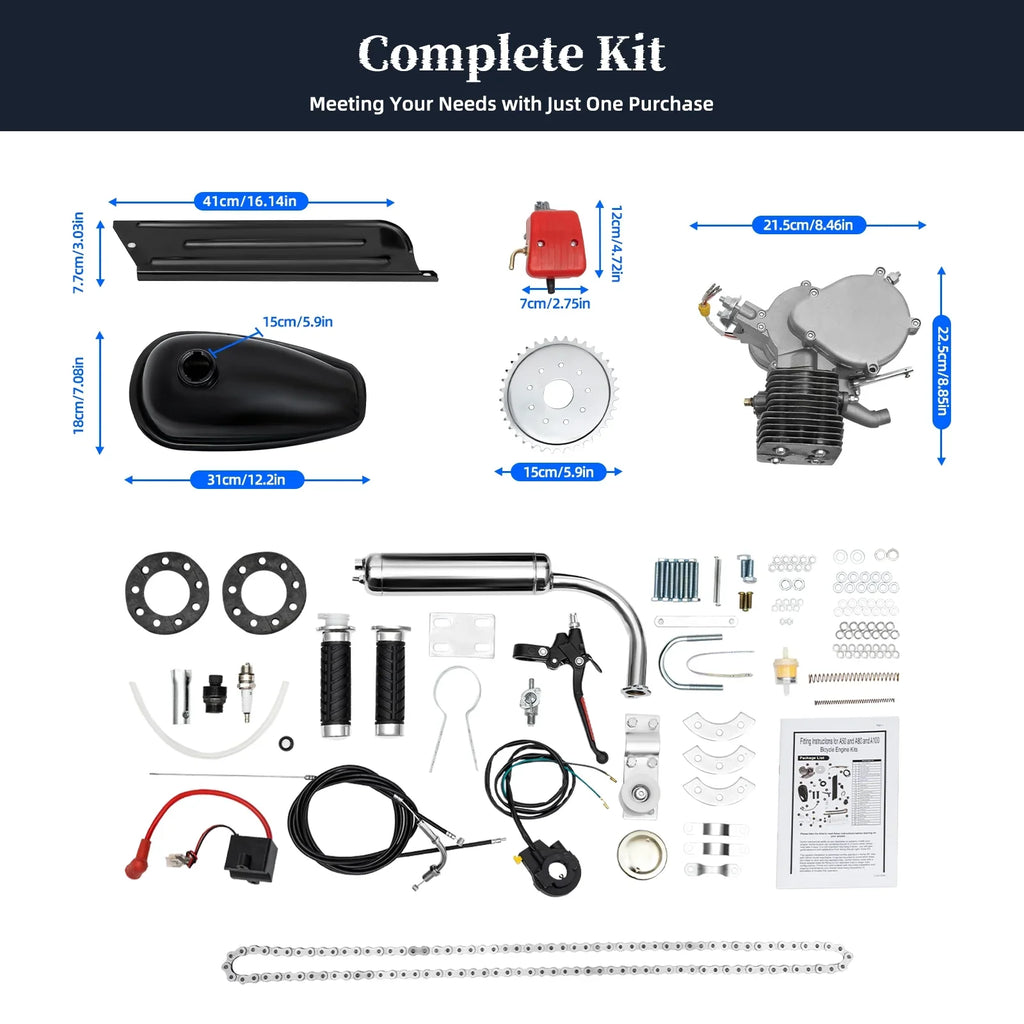 Bicycle for Motorized Bicycle 2 Miumaeov Kit Engine Engine /28" Full Bike Set 26" Most 100CC Petrol Gas Kit Stroke