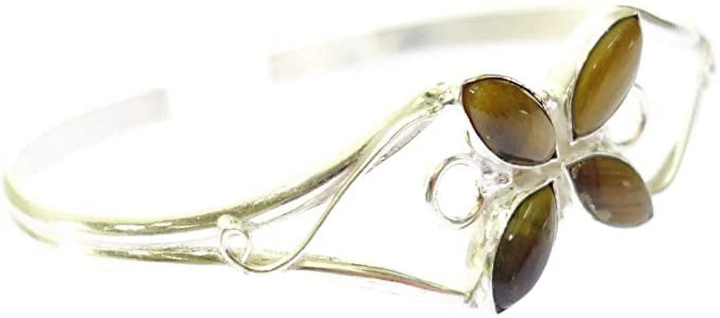 Gemstone Tribal Handmade Cuff Women, Bracelet Silver Party Tiger Jewelry Plated for Design Boho Ethnic Fashion Designer Eye Bracelet, Bohemian Natural