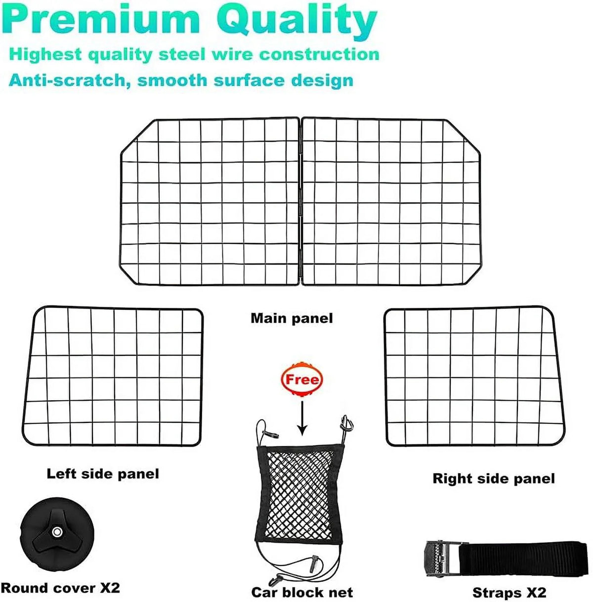 Cars Dog with Duty Mesh for Car Pet Black—Safety in Vehicles, SUV, Barrier Cars Wire Seat Front Dividers Barriers—Heavy Adjustable Fence Travel