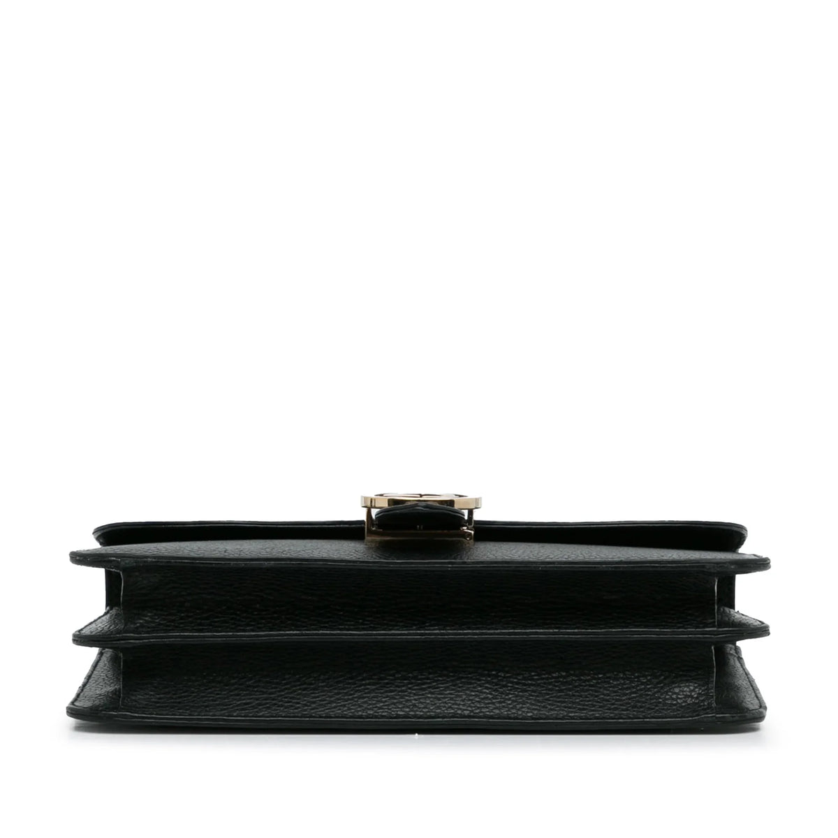 (Good) Authenticated G Leather Dollar Interlocking Crossbody Unisex Calf Gucci Medium Pre-Owned Bag Black