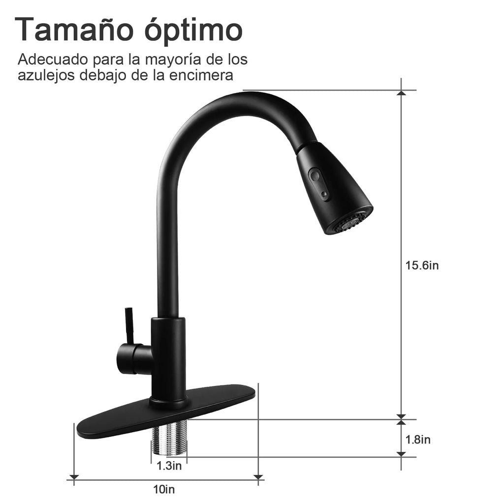 Deck Kitchen Kitchen RV, Commercial Modern Plate, Kitchen, Bar, with Silver High Kitchen with Arc Pull Single Sprayer, Faucets Stainless Down Steel Faucet Faucet for Handle Sink