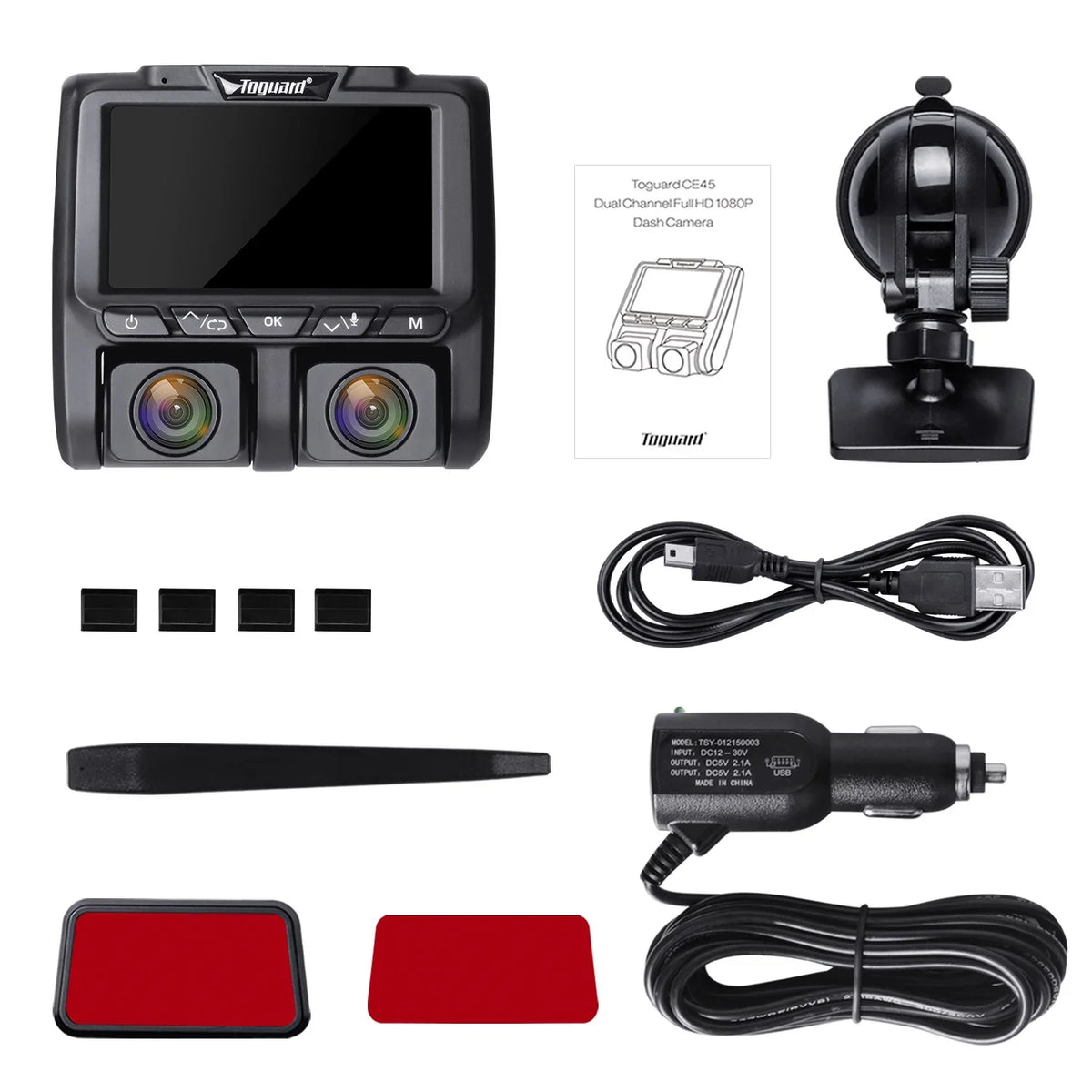 3" Dash LCD Camera TOGUARD 1080P+1080P HD Full Cam, Dashboard Front Inside Dual Camera Black Cams Car and Dash