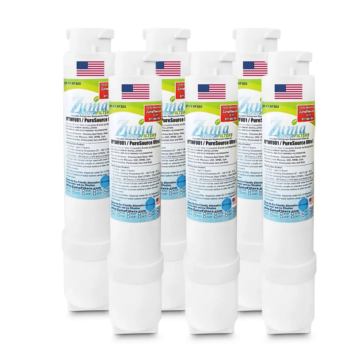 , and , Pack with Water - ZUMA Made Compatible U.S.A. Brand 6 in FPBS2777RF9 - Ice Filter