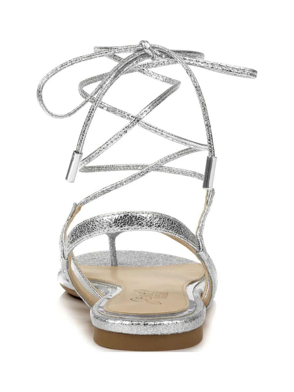Toe MISCHKA Round Silver Dress Lace-Up Thong Strap Sandals BADGLEY Ankle 8 Nolana Padded Womens