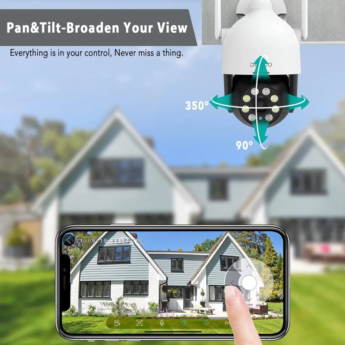 Camera, 2K Sensor, Camera Camera Surveillance Motion with Outdoor 360° Security PIR WiFi Camera Audio Spotlight, 2 View, Night DEKCO with Vision Waterproof Wired Way
