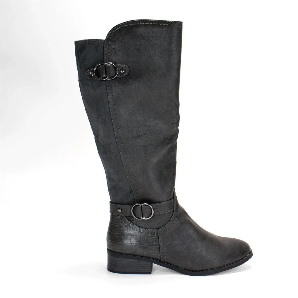 Extra Leandraa M Calf Riding Grey,8 Wide Karen Boot, US Scott Women's