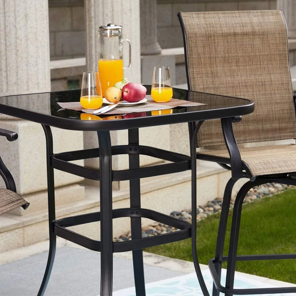 For Solid Deck Table Durable Nikias Glass Bar