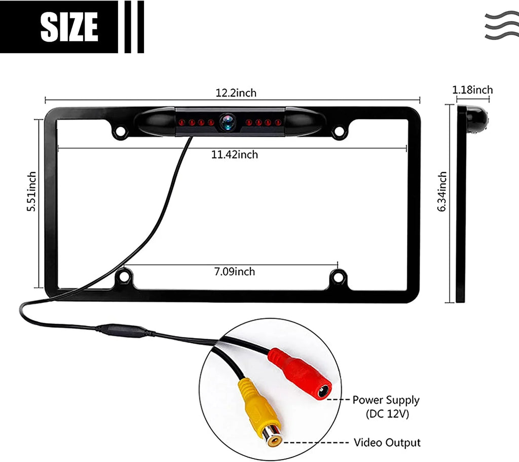 License 170° Vision 8 Viewing Camera Camera, Backup Rear Angle, Backup s Night with View Rear Waterproof Plate