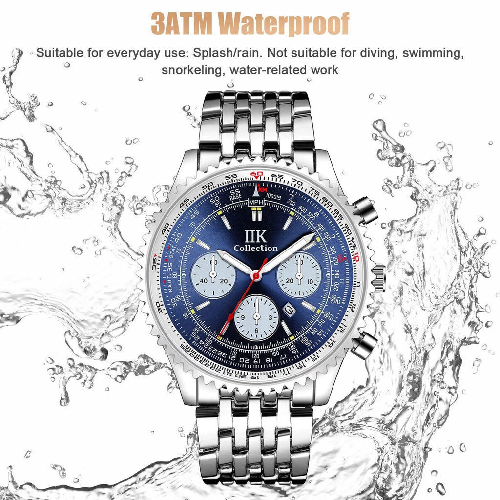 Waterproof Men Quartz De Watch Relojes Stainless Bracelet Luminous Steel Hombre