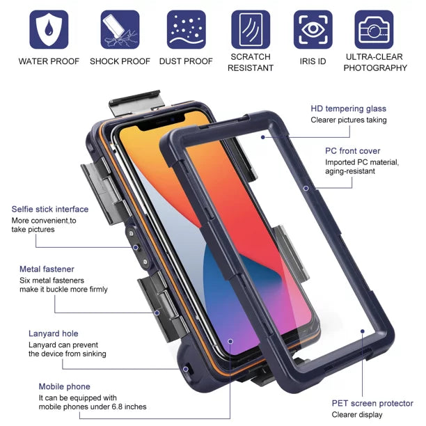 Phones Sony for Professional Lanyard Swimming with to Up Housing Snorkeling Underwater Inch Surfing [15m/50ft] X Waterproof Xperia Diving Case all LCD 6.9 And UrbanX Video Performance Photo Protective