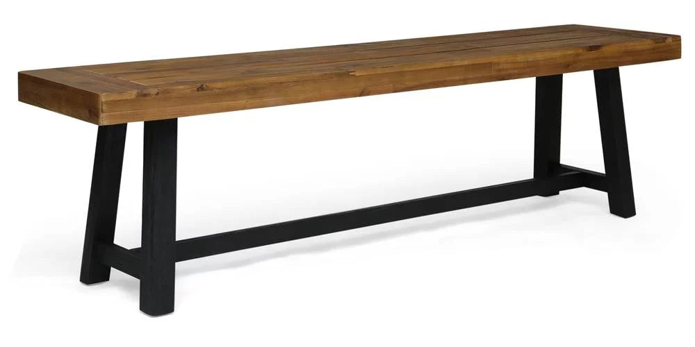 in Outdoor Raphael and Teak Bench Sandblast Black