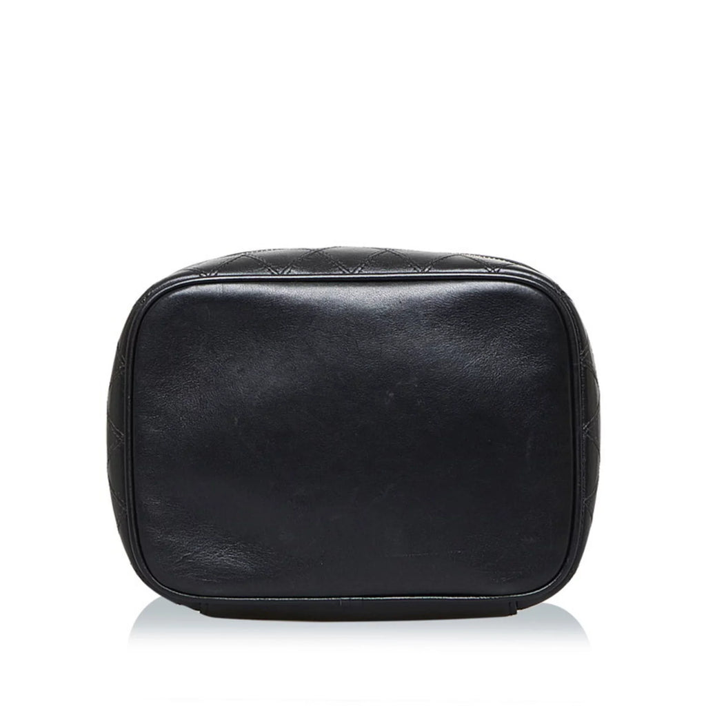 Bag Pre-Owned Ladies CHANEL (Fair) Lambskin Bicolore Cocomark Vanity Black Handbag Chanel