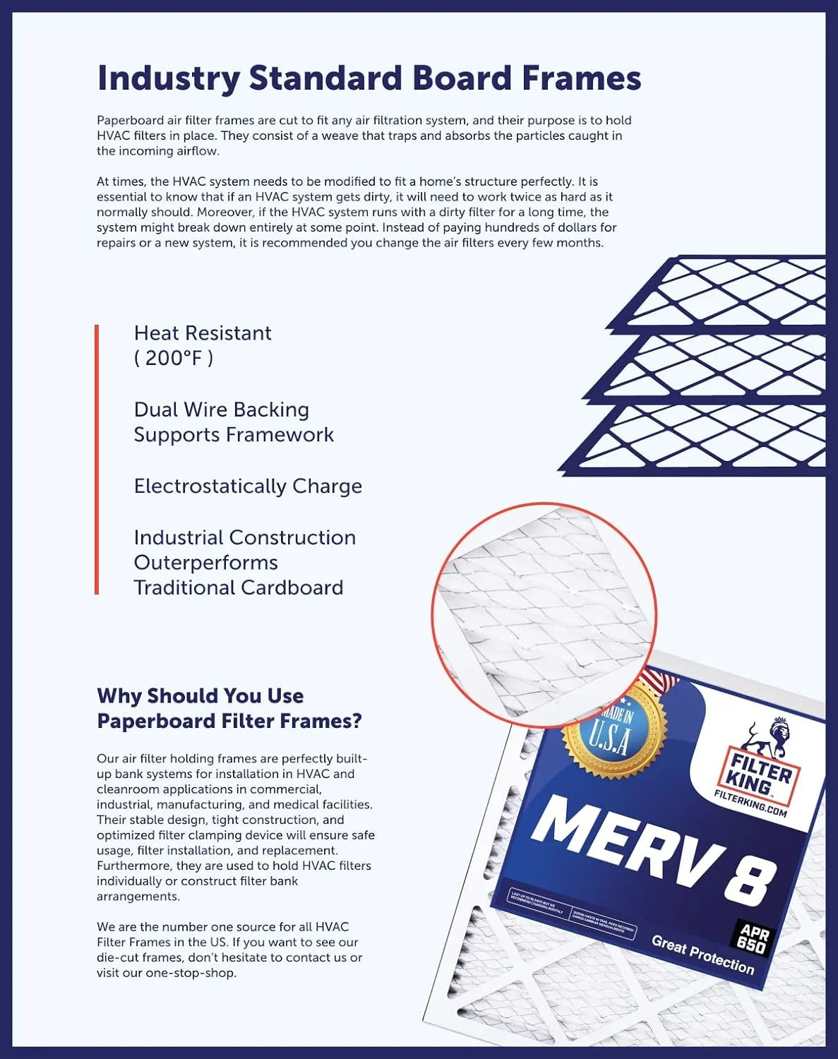 Size: Filter x MERV | 22.5x24x1 4-PACK HVAC 24 | | 8 Furnace Pleated A/C 22.5 King Filters IN MADE USA | Air Filter Actual .75" x