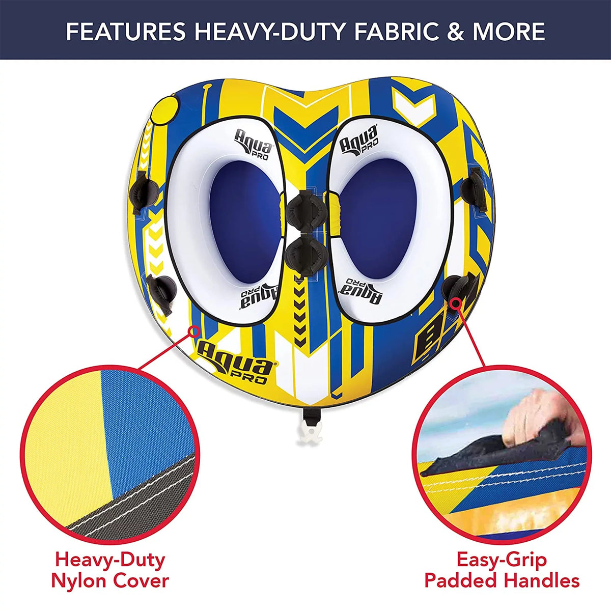 Person Duty 2 & Blue Deck Style Rider, Heavy Nylon Towable AquaPro Yellow