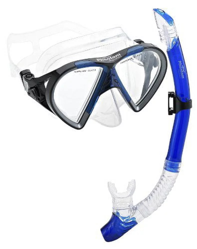 Aquatics Phantom Mask Blue Snorkel Combo, Cancun