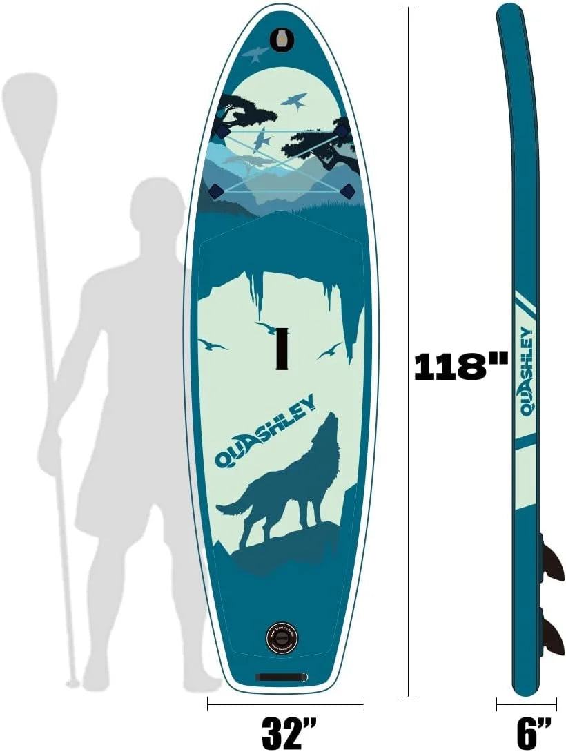 Accessories, Fishing Surfing, with for Stand for Wide Board Deck, Adults, Premium & Non-Slip Max 11'x33 Youth SUP x6 Stance, 330lbs Inflatable Up & Paddle