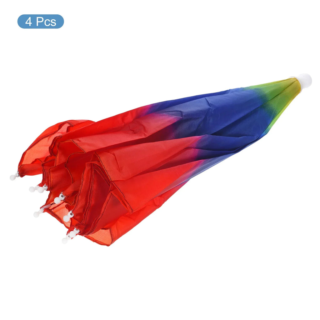 Uxcell Pack Umbrella Color Folding Head Rain Cap Fishing 20" Umbrella Rainbow Sun Hat 4